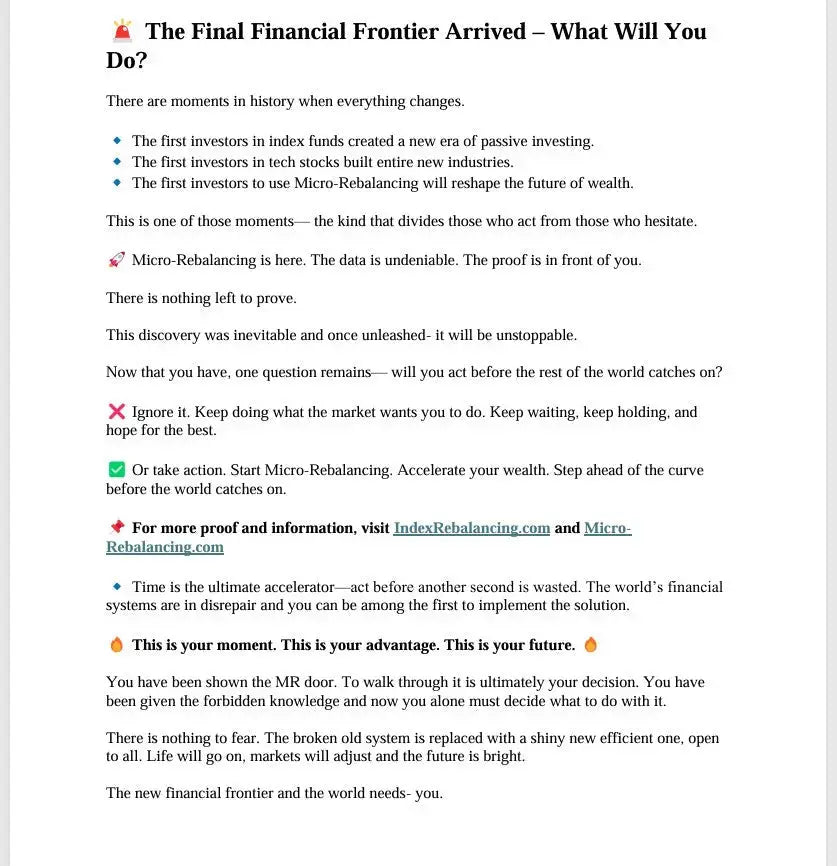 Standard Edition - The Art of the Micro-Rebalance: The New Financial Frontier Index Rebalancing
